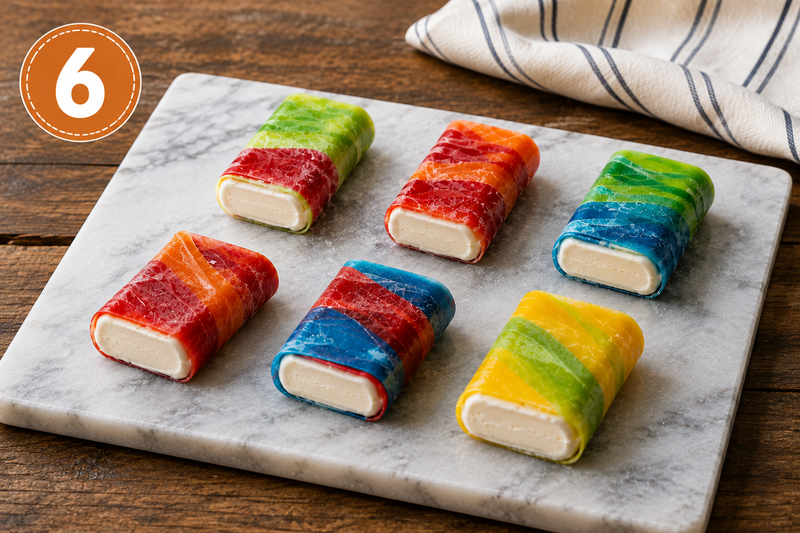 fruit roll up ice cream sandwiches, fruit roll up ice cream, ice cream sandwich recipe, frozen dessert for kids, sour center ice cream, viral dessert recipe, easy kids dessert, fruit roll up dessert